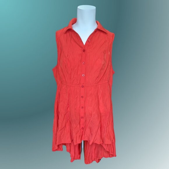 Sleeveless summer button down top - Picture 1 of 6